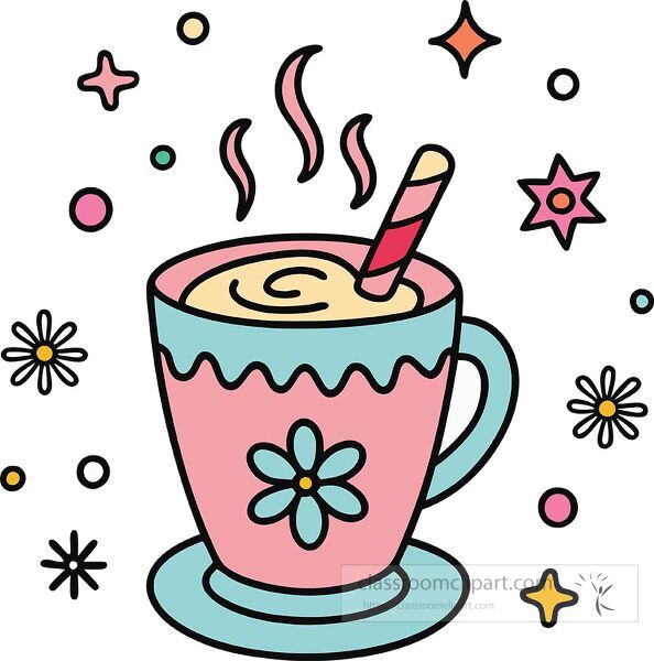 hot chocolate Whimsy Pastel Doodle clip art