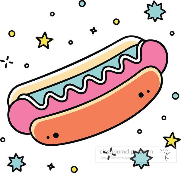 hot dog Whimsy Pastel Doodle clip art