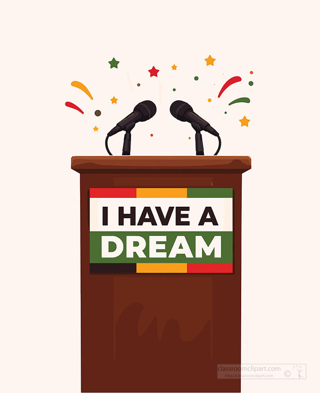 Inspirational podium illustration with i have a dream message honoring black history month