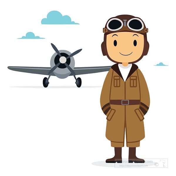 Vector illustration of an aviator with the  invention of the jet engine by Sir Frank Whittle