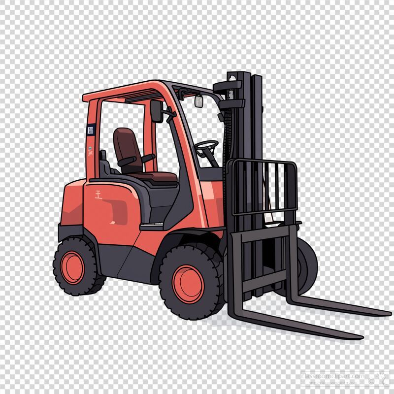 Japanese Illustration of a Red Forklift in a Simple Style