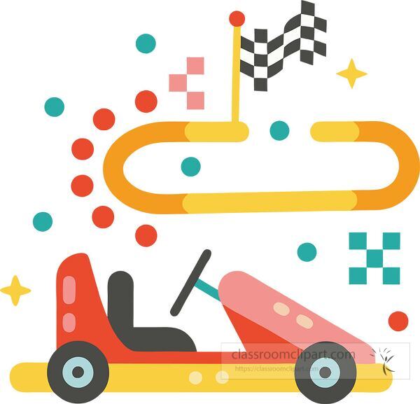 Exciting kart racing with vibrant colors and playful elements Clip Art