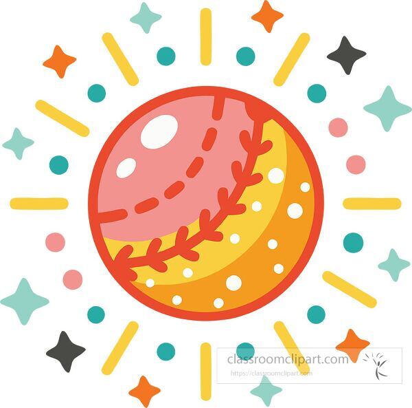 Bright and playful kickball design in a minimalist style Clip Art