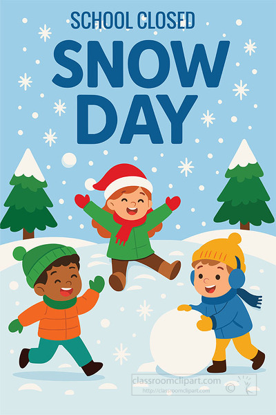 Children enjoy playing in the snow during a school closed snow day