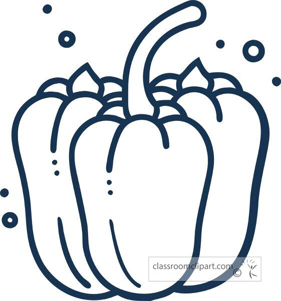 Minimalist bell pepper design perfect for food related themes.