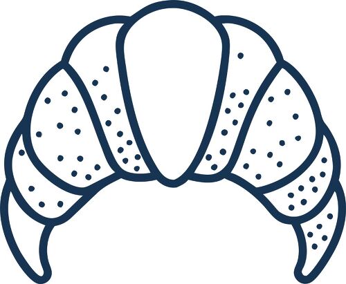 Outline representation of a croissant with details and curves.