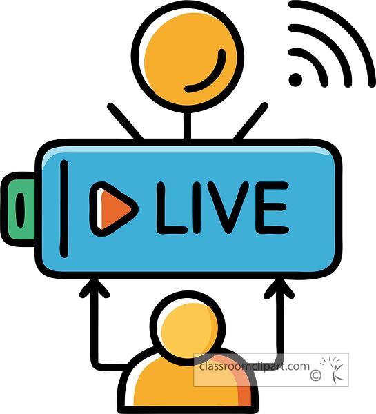 Colorful flat design icon of live streaming with geometric shapes