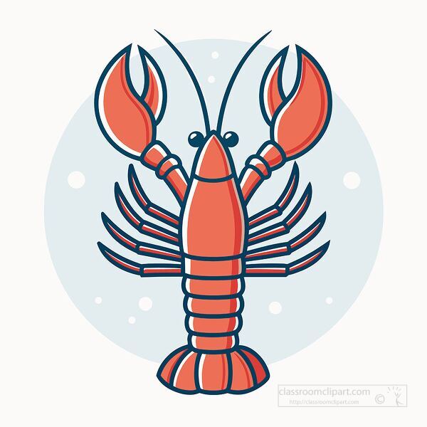 bright red lobster stands upright with claws open in a clean flat illustration style