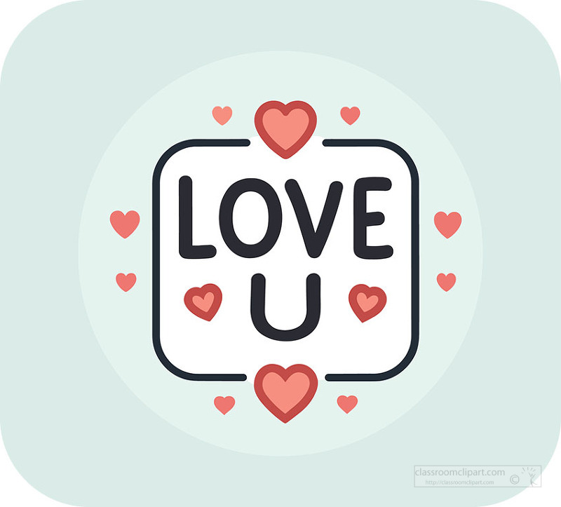 Romantic love message design with hearts and modern typography