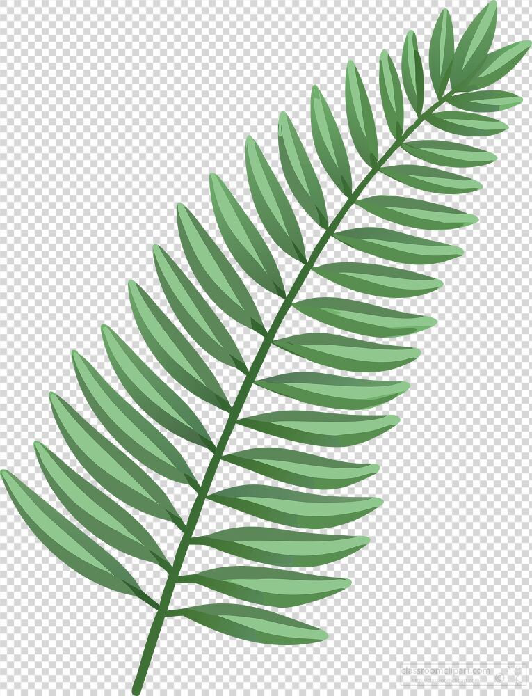 A beautifully designed fern branch displays an array of lush, vibrant green leaves, each meticulously crafted to highlight their organic shapes and patterns.