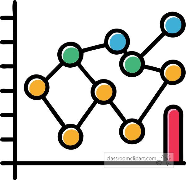 Stylized graph representing machine learning concepts using bold colors and shapes