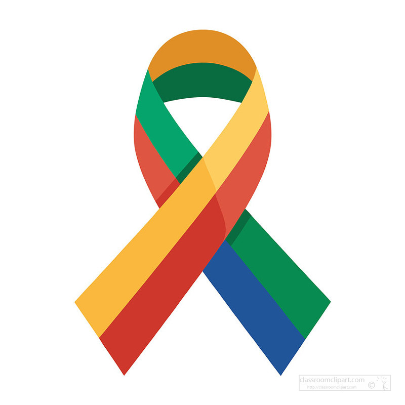 Colorful awareness ribbon representing mental health support advocacy and wellbeing