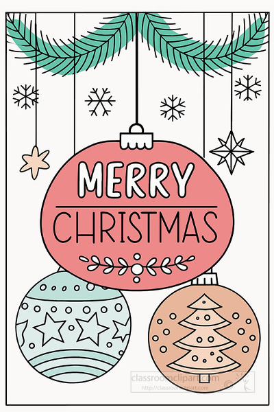 Cute printable Christmas ornament design with Merry Christmas message