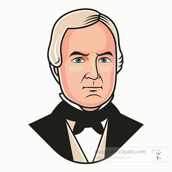 Simple illustration of President Millard Fillmore with formal attire.