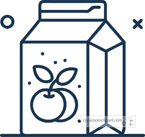 Minimalist juice box design features fruit and leaves in outline.