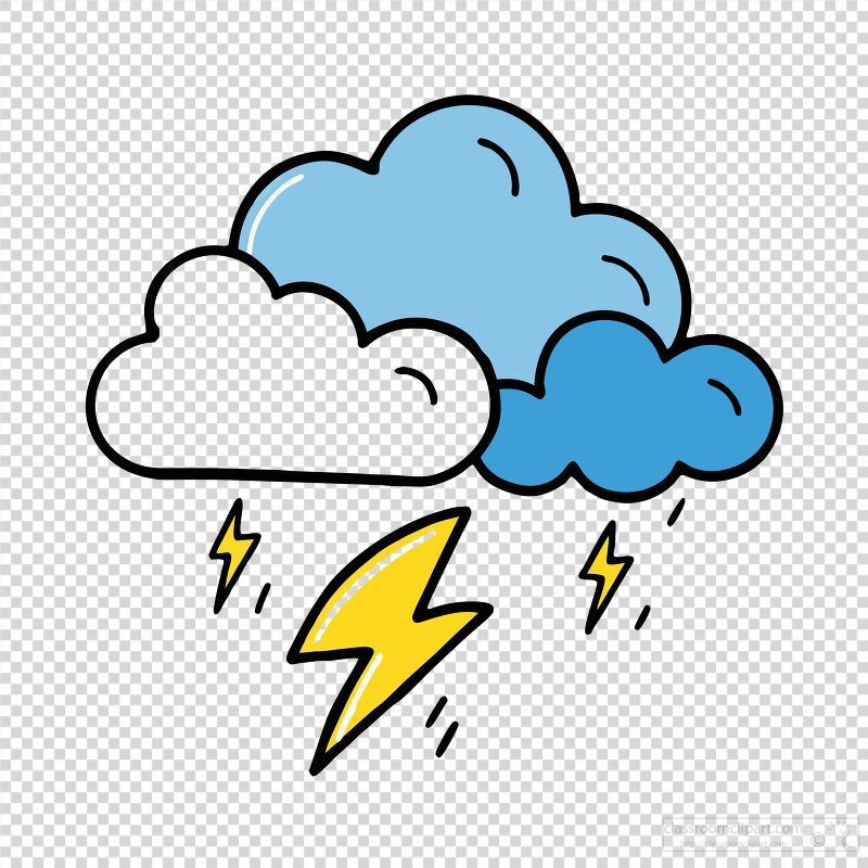 Minimalistic clouds with vibrant lightning display