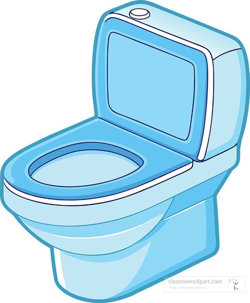 A sleek and modern clip art representation of a blue toilet This design features a rounded bowl and a clean aesthetic suitable for contemporary bathroom decor