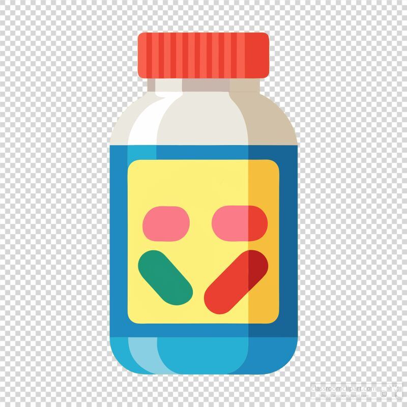 A colorful bottle of multi vitamins sits against a plain background. The bottle features distinct shapes and colors, highlighting its contents.