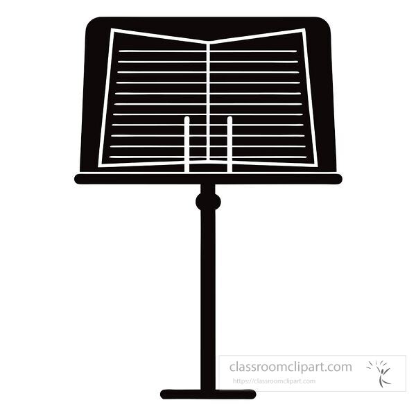 Black silhouette of a music stand against a white background