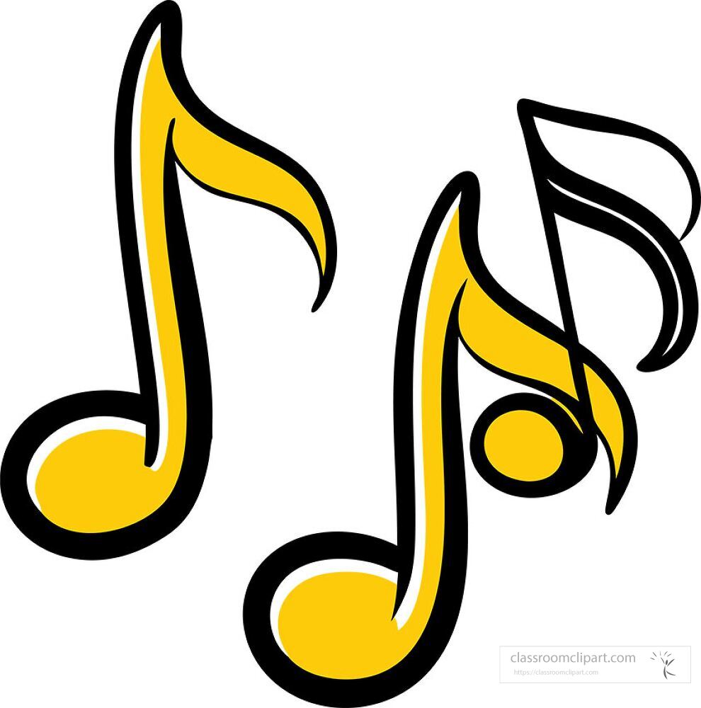 Stylized yellow musical notes are displayed in a dynamic arrangement These notes symbolize rhythm and creativity ideal for designs relating to music art and events