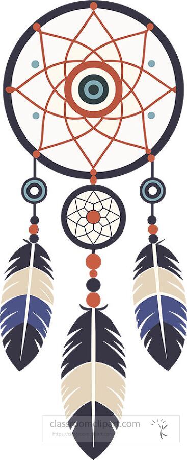 decorative vector of a native american dream catcher with intricate feather details for cultural and educational use