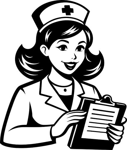 Nurse stands confidently with a clipboard ready for action