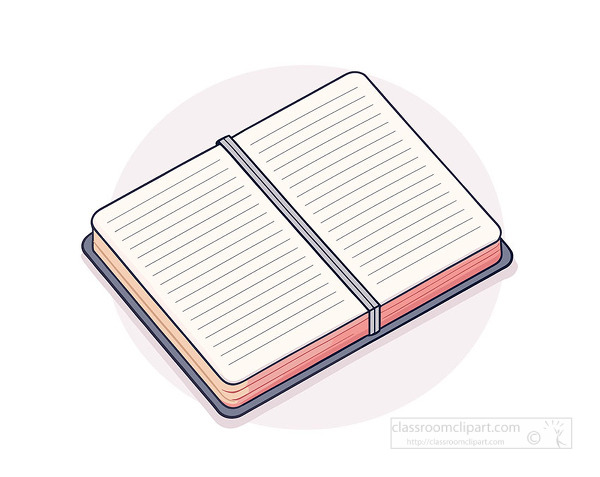 illustration of an open journal with lined pages resting flat