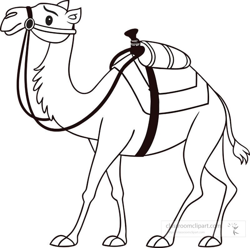 Outline of a One Hump Camel With Bridle and Saddle