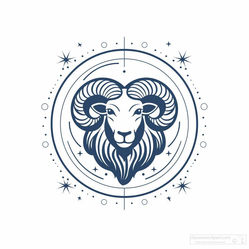 Outline of Aries Zodiac Sign in Flat Vector Format