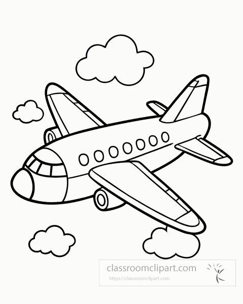 fun coloring activity with this airplane in flight design