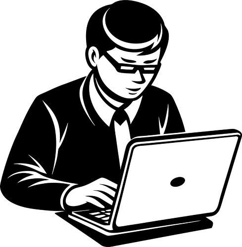 Silhouette of a person engaged in typing on a laptop