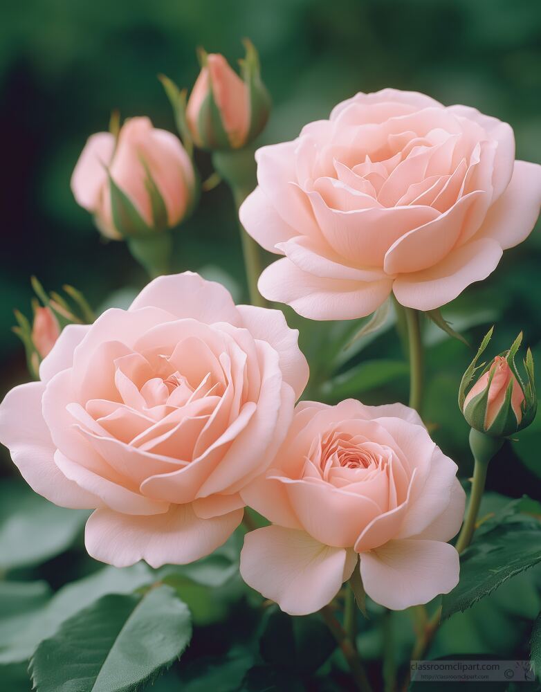 Beautiful Blooming Pink Roses in a Garden Setting