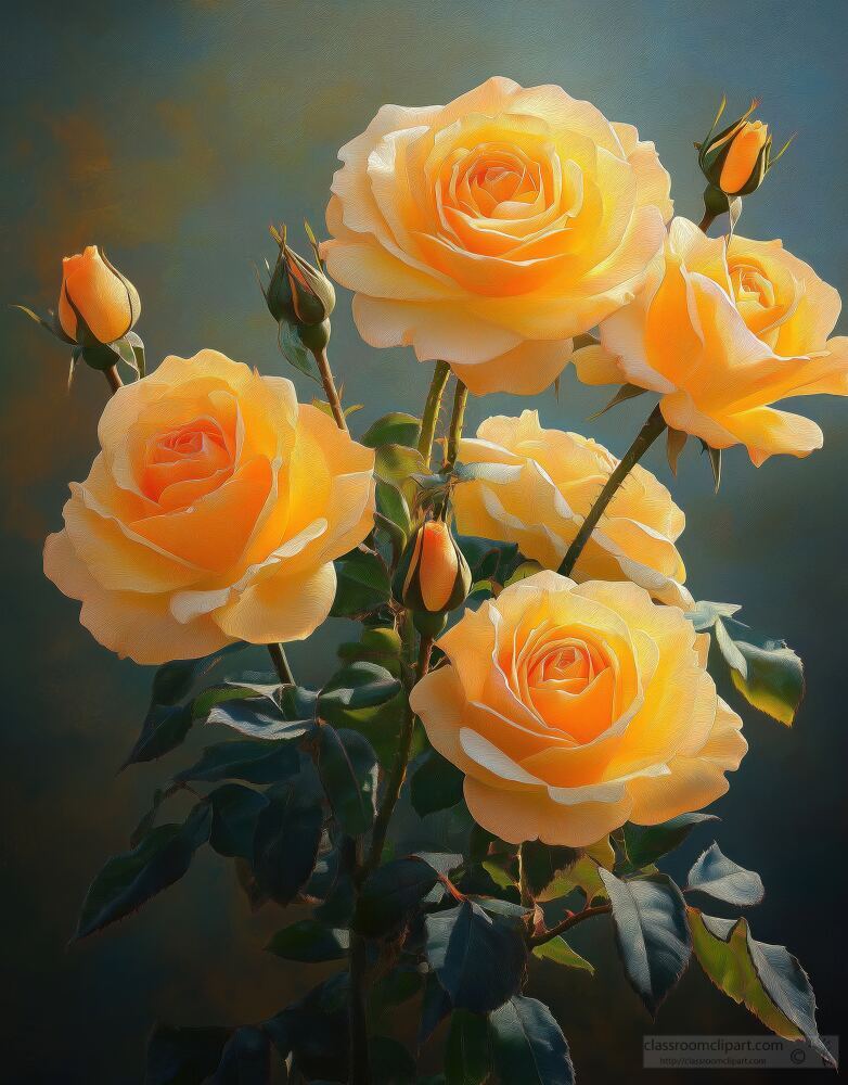 Beautiful Bouquet of Yellow Roses in Warm Sunlight