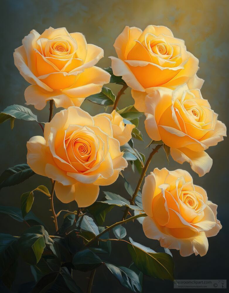 Bright Yellow Roses Catching Sunlight in a Warm Setting