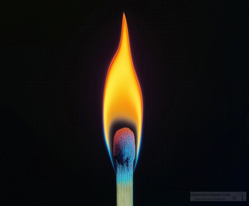 Captivating Flame From a Single Burning Matchstick