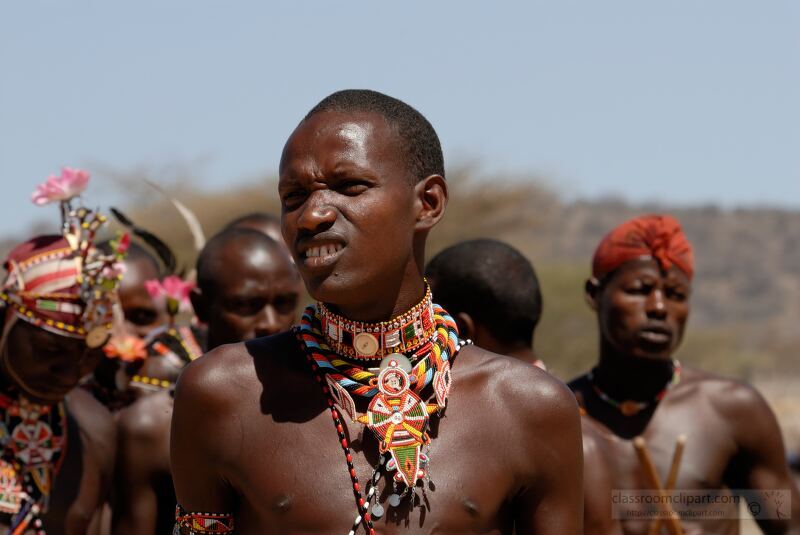 Members of the Samburu tribe in Kenya engage in traditional celebrations wearing colorful beads and ornaments The event highlights their rich cultural heritage and connection to community