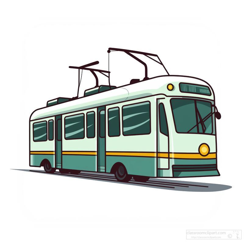 Charming Tram in Minimalistic Vector Art Style