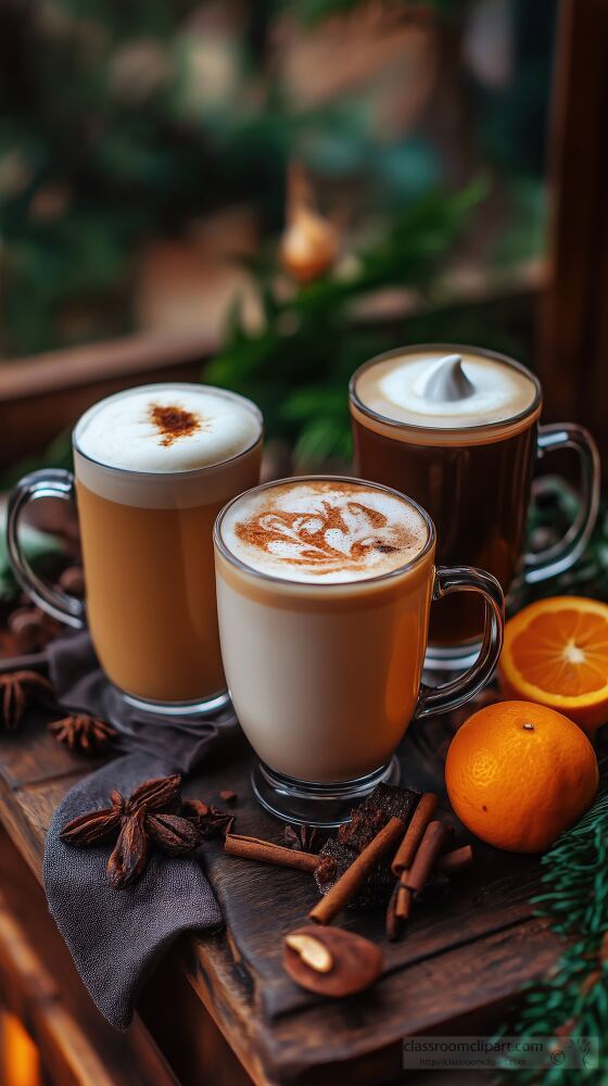 Delightful Autumn Drinks With Oranges in a Cozy Cafe