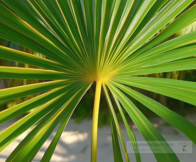 Vibrant palm leaf found in Caribbean islands captures the essence of tropical nature Intricate patterns and rich colors highlight the beauty of plant life under sunlight