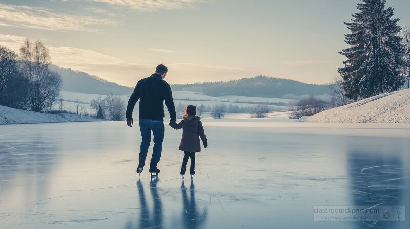 Father and Daughter Share Joyful Skating Moment on Ice