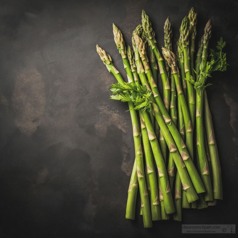 Fresh Asparagus Spears Arranged Artistically on Dark Surface