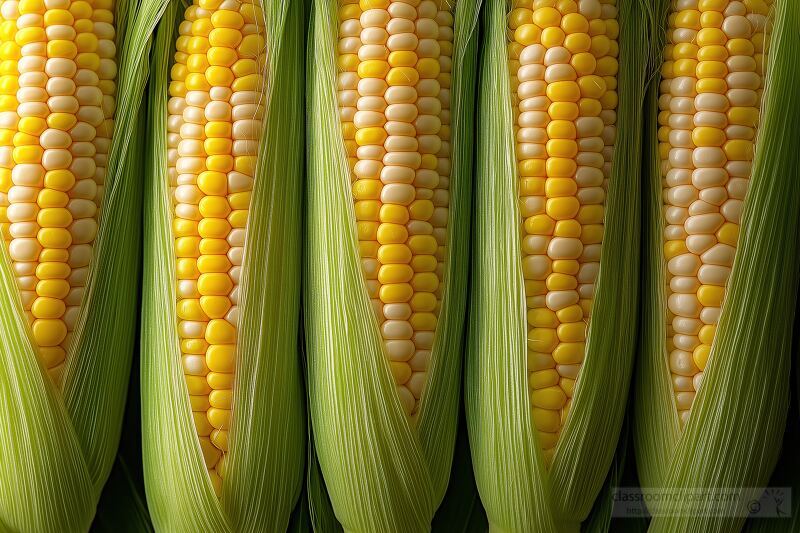 Freshly Harvested Sweet Corn Stacked in Natures Bounty