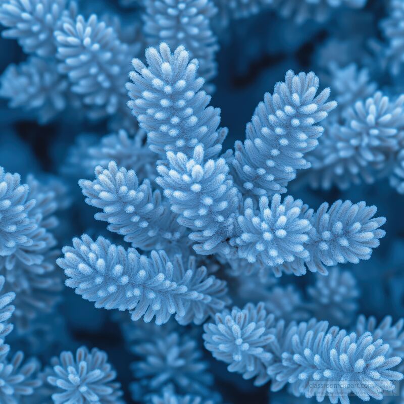 Frosty Blue Pattern on a Uniform Background in Nature