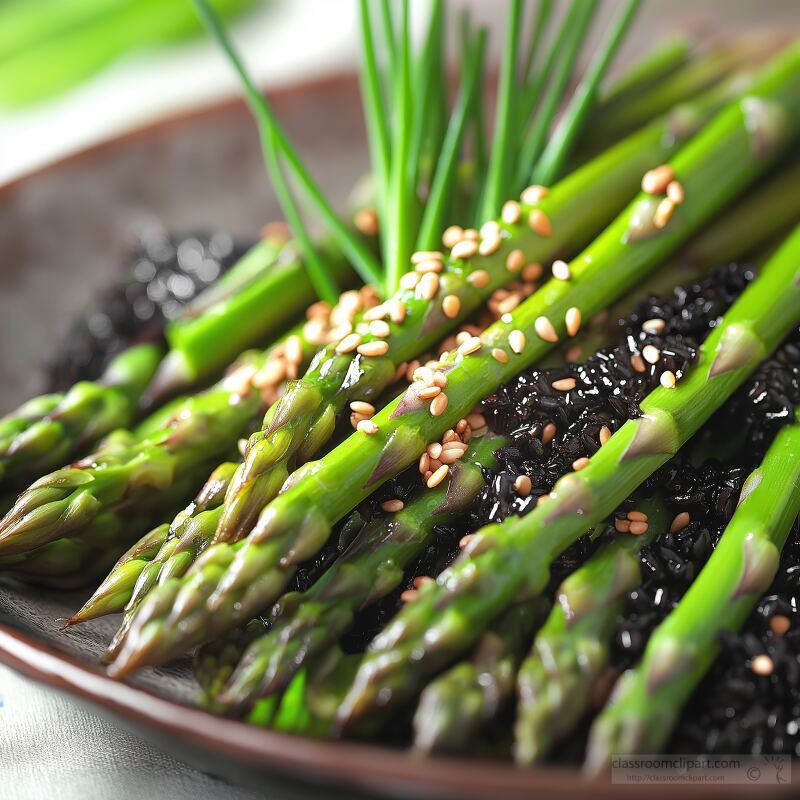 Gourmet Asparagus With Black Rice and Sesame Delight