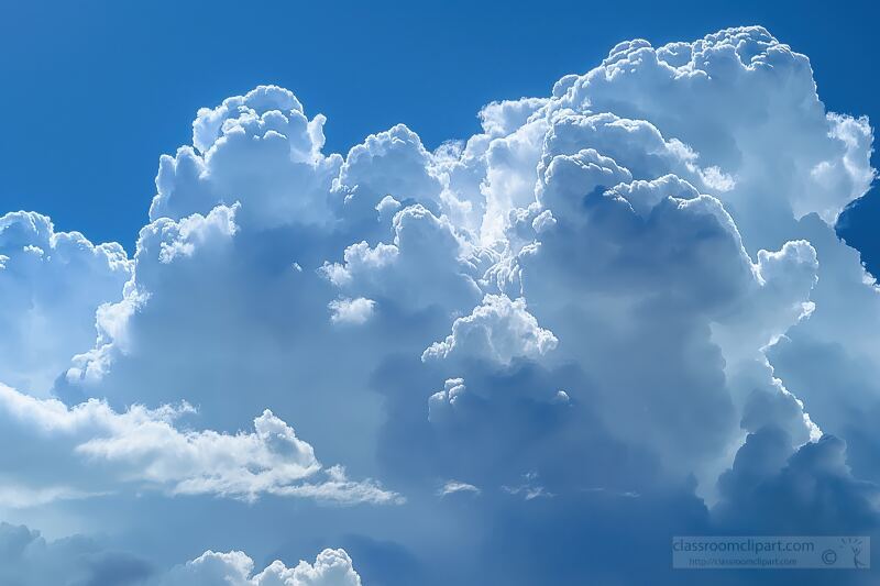 Majestic Cumulus Clouds Dominate the Bright Blue Sky