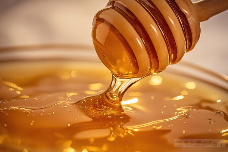 Mesmerizing Honey Drips From a Wooden Dipper Into a Jar