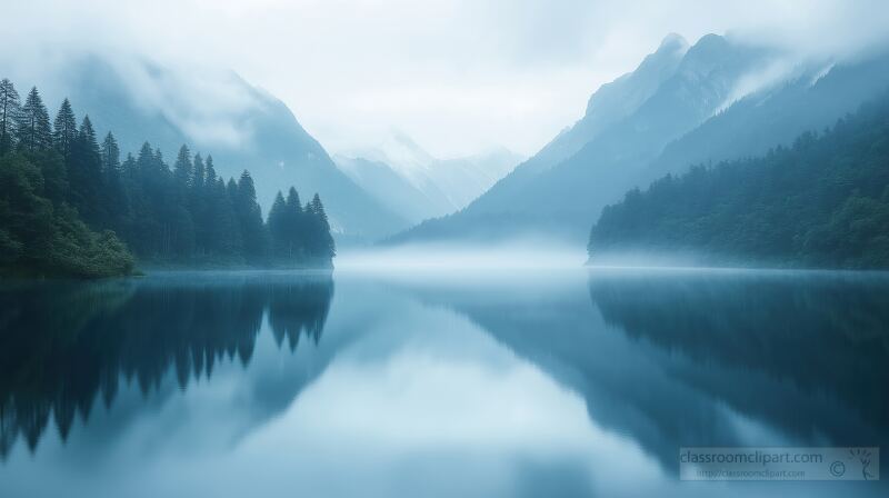 Misty Mountains and Tranquil Waters at Qifeng Lake