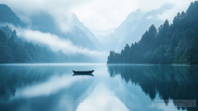 Misty Tranquility at Qifeng Lake in Sichuan Province