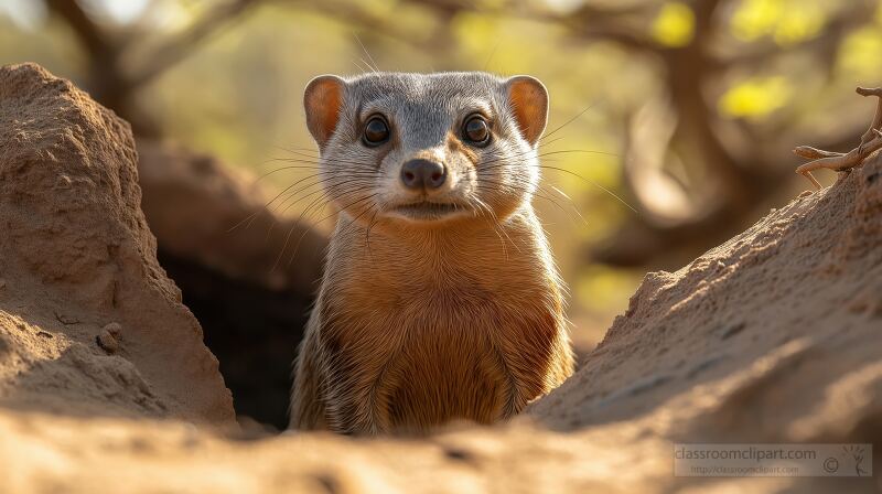 A banded mongoose pauses to survey its surroundings in the Samburu National Reserve Kenya during daylight. Its alert expression highlights the beauty of wildlife in this vibrant ecosystem.