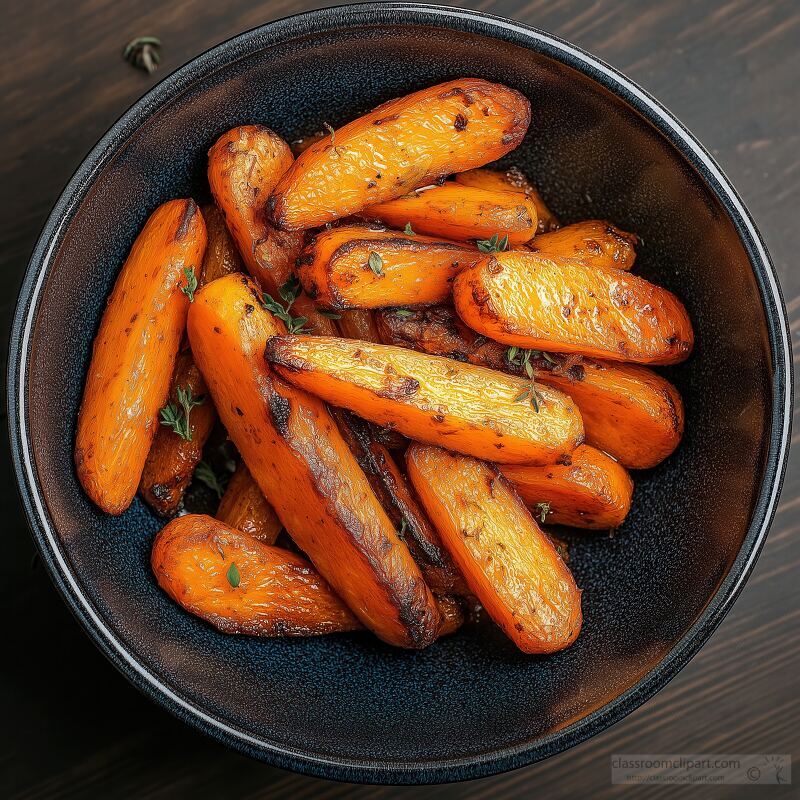 Rustic Bowl Filled With Caramelized Roasted Carrots